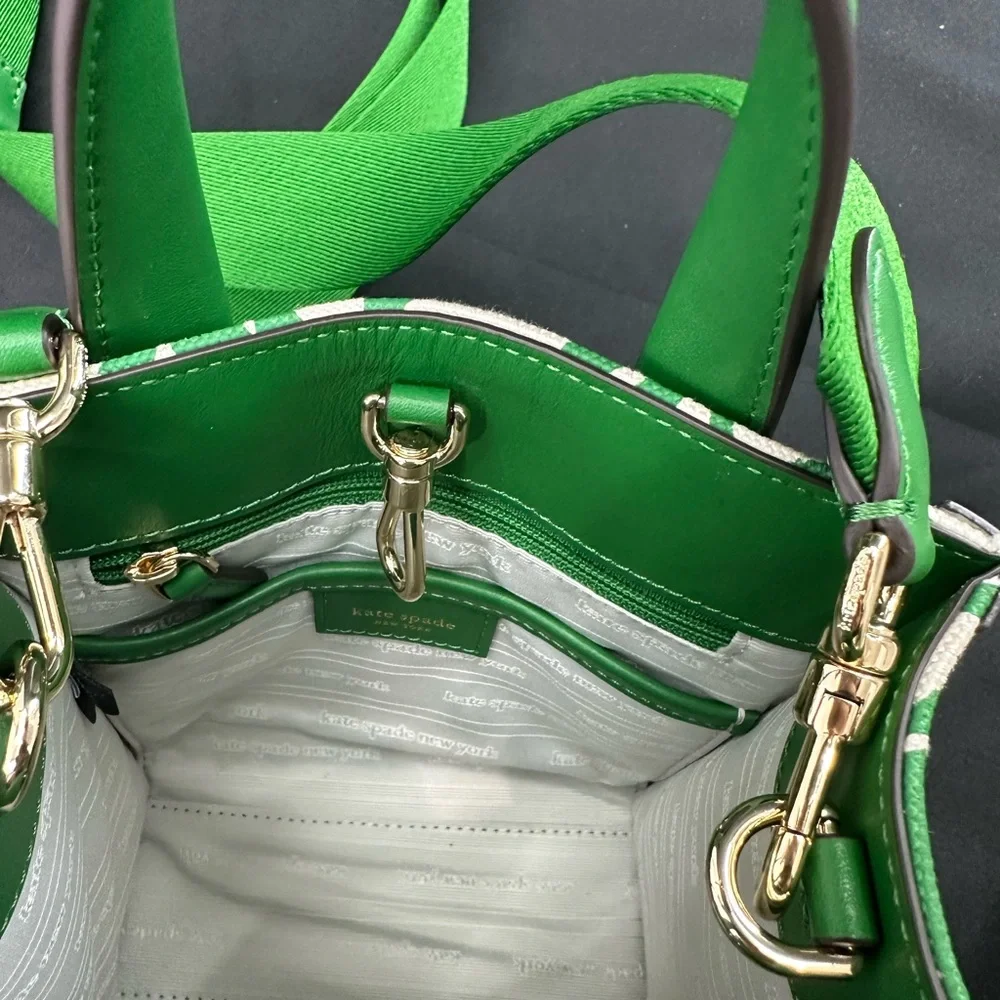 kate spade Green and Cream Mini Crossbody Tote - Picture 8 of 10